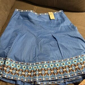 Ann Taylor Boh blue mosaic border cotton A-line skirt Size 4 NWT
